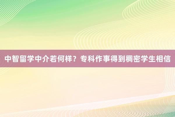 中智留学中介若何样？专科作事得到稠密学生相信